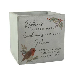 Personalised Robin Memorial Concrete Plant Pot>Temptation Gifts Shop