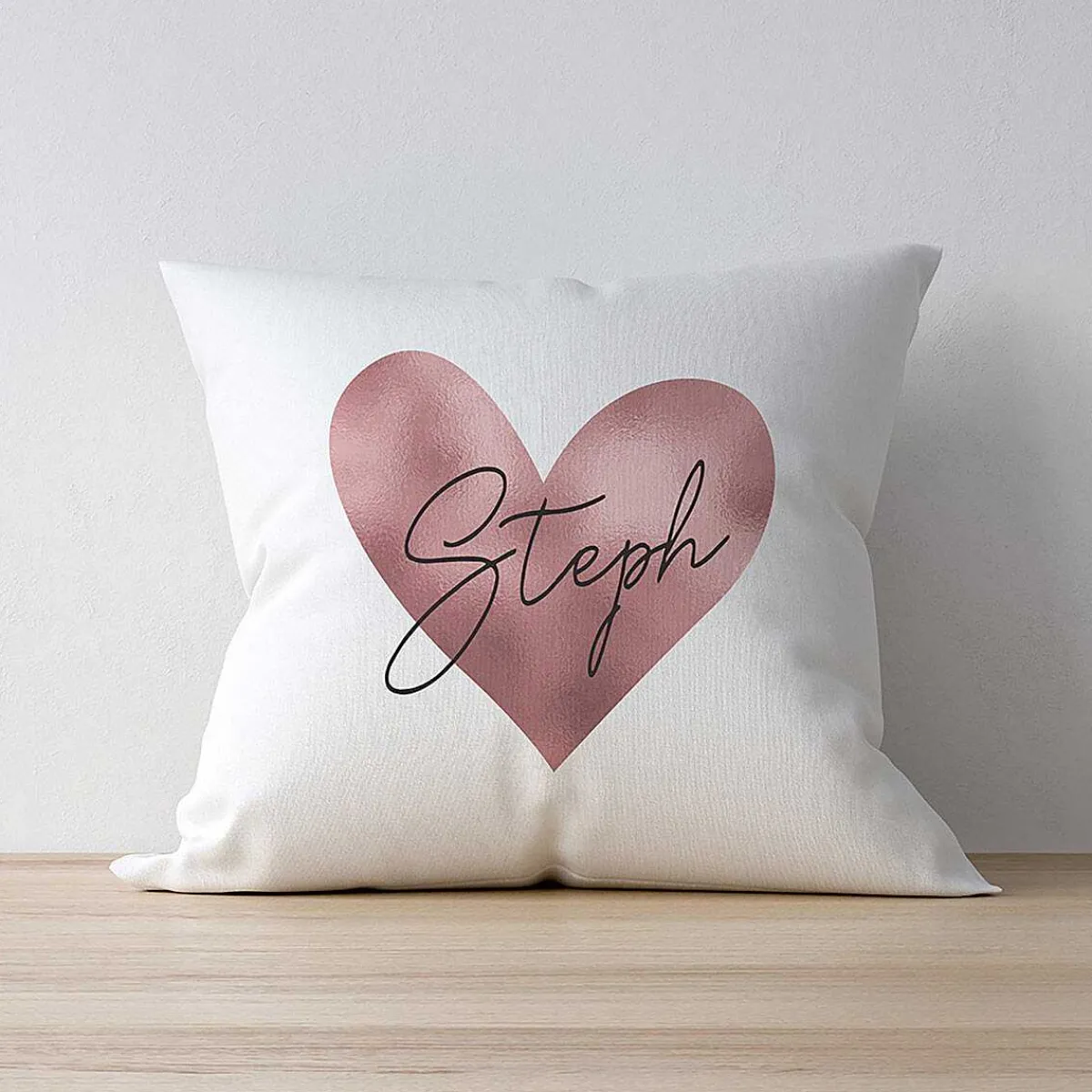 Personalised Rose Gold Heart Name Only Cushion>Temptation Gifts Cheap