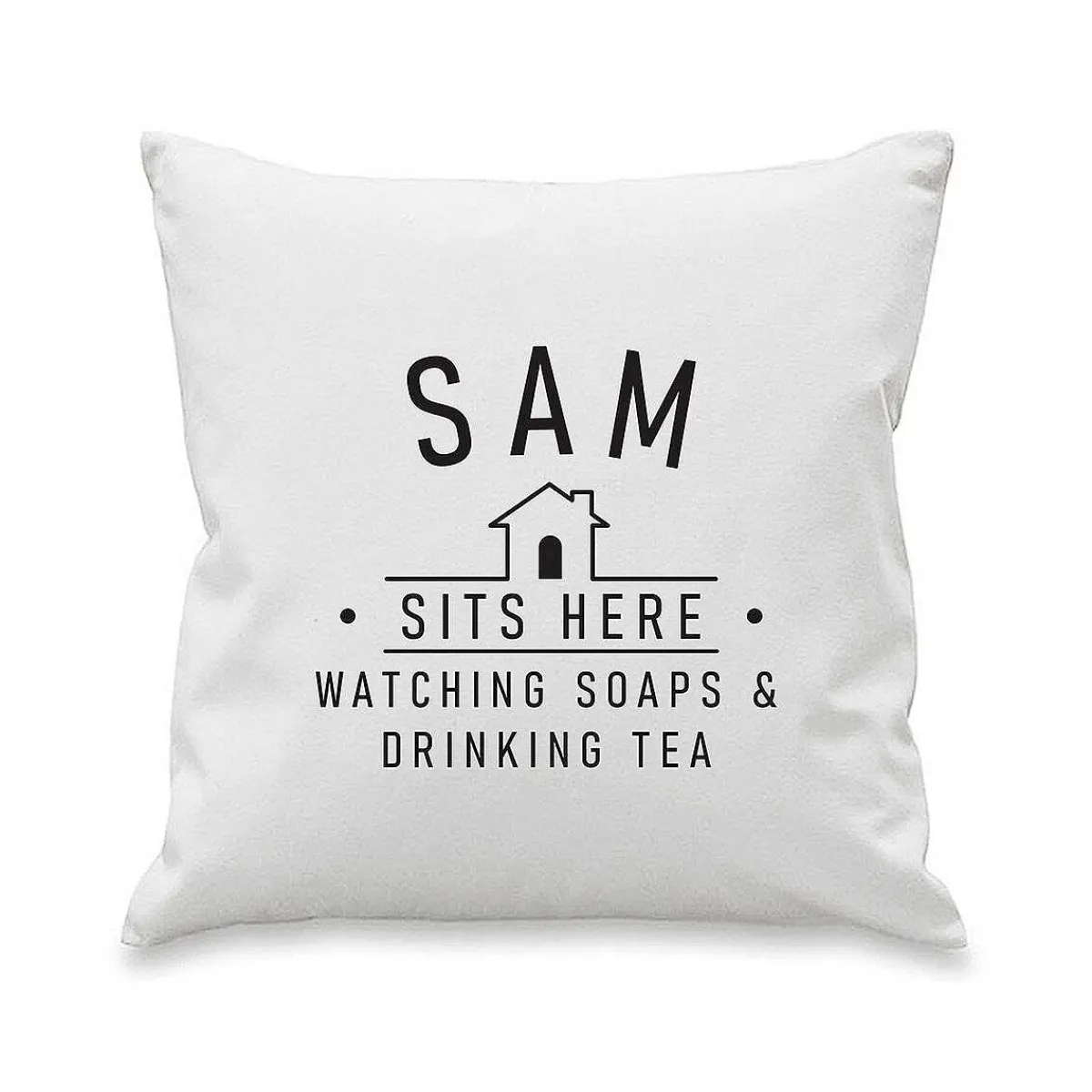 Personalised Sits Here Cushion>Temptation Gifts Cheap