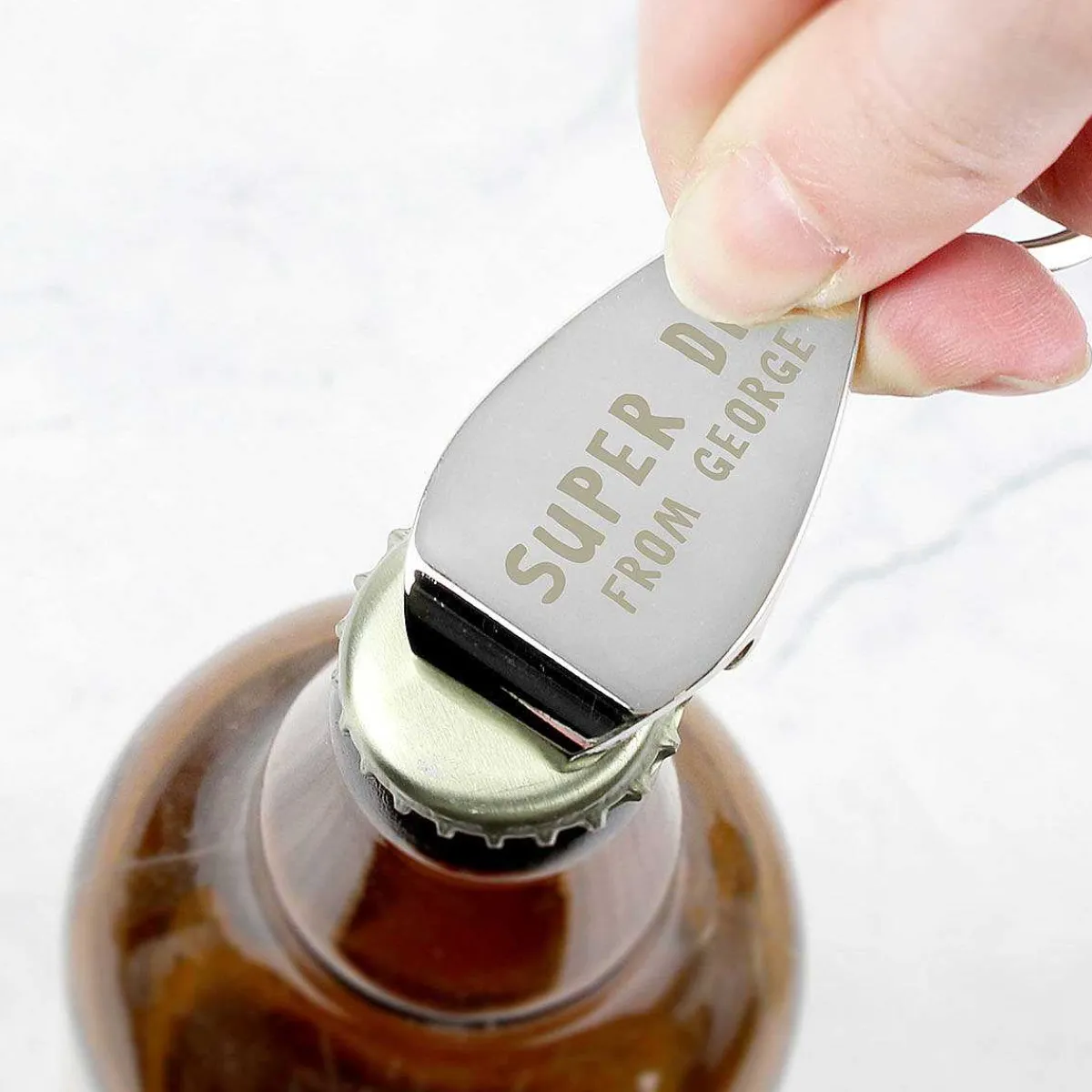 Personalised Super Dad Bottle Opener Keyring>Temptation Gifts Discount