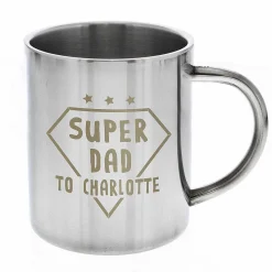 Personalised Super Dad Stainless Steel Mug>Temptation Gifts Hot