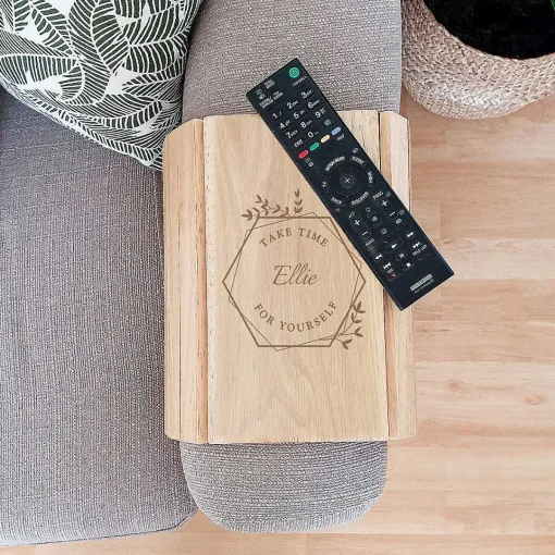 Personalised 'Take Time For Yourself' Wooden Sofa Tray>Temptation Gifts Hot