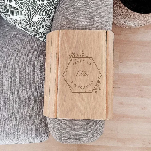 Personalised 'Take Time For Yourself' Wooden Sofa Tray>Temptation Gifts Hot