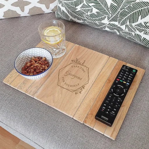 Personalised 'Take Time For Yourself' Wooden Sofa Tray>Temptation Gifts Hot