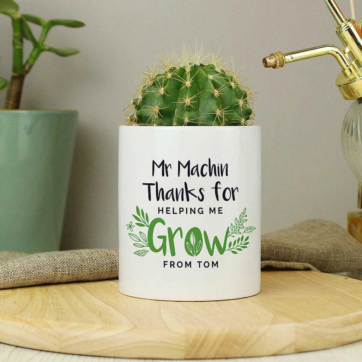 Personalised Teacher 'Thanks For Helping Me Grow' Ceramic Storage Pot>Temptation Gifts Shop