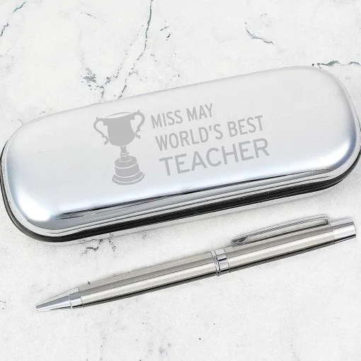 Personalised Teacher Trophy Pen And Box Set>Temptation Gifts Shop