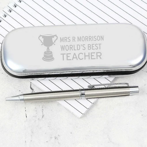 Personalised Teacher Trophy Pen And Box Set>Temptation Gifts Shop