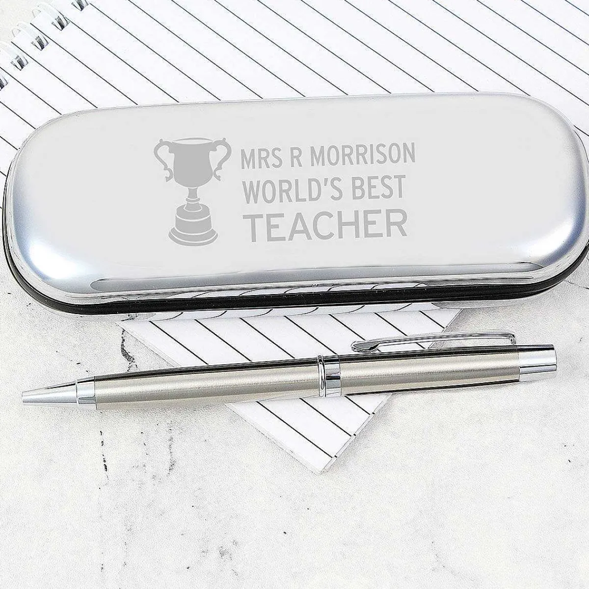 Personalised Teacher Trophy Pen And Box Set>Temptation Gifts Shop