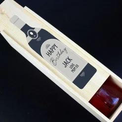 Personalised Text Grey Wooden Wine Bottle Box><noscript><img width=