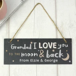 Personalised 'To The Moon And Back Hanging Slate Plaque'>Temptation Gifts Best Sale
