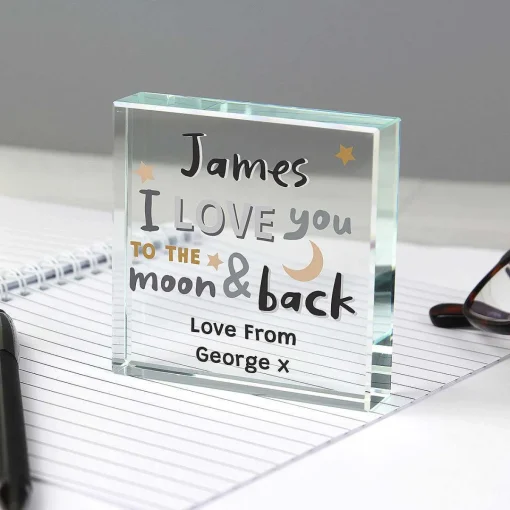 Personalised To The Moon And Back Large Crystal Token>Temptation Gifts Best Sale