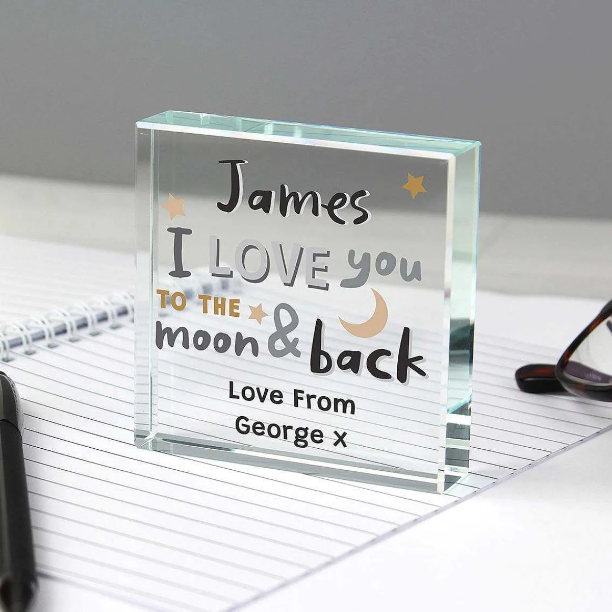 Personalised To The Moon And Back Large Crystal Token>Temptation Gifts Best Sale