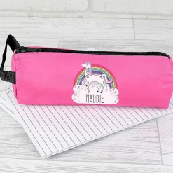 Personalised Unicorn Pink Pencil Case>Temptation Gifts Sale