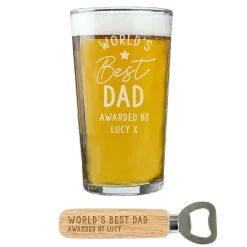 Personalised World's Best Pint Glass & Bottle Opener>Temptation Gifts Best