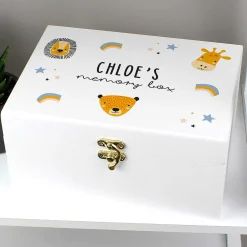 Personalised 'Zoo' White Wooden Keepsake Box><noscript><img width=