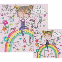 Girl On Rainbow Jigsaw Puzzle With Mini Birthday Card><noscript><img width=