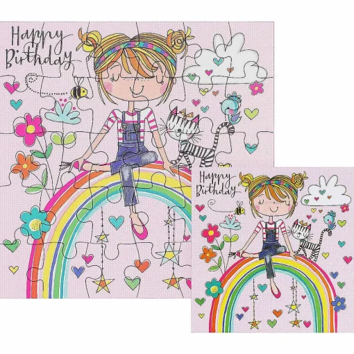 Girl On Rainbow Jigsaw Puzzle With Mini Birthday Card>Rachel Ellen Flash Sale