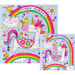 Unicorn & Rainbow Jigsaw Puzzle With Mini Birthday Card><noscript><img width=