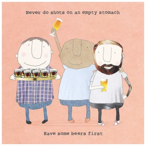 Beers First Greetings Card>Rosie Made A Thing Cheap