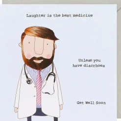 Laughter Best Medicine Get Well Soon Card><noscript><img width=