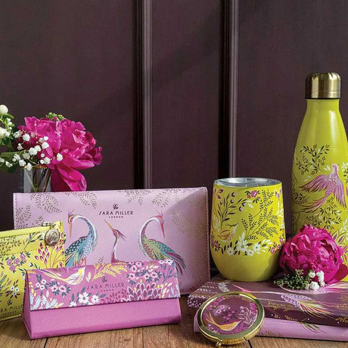 Haveli Garden Blossom Pink Dancing Cranes Travel Wallet>Sara Miller Clearance