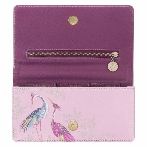 Haveli Garden Blossom Pink Dancing Cranes Travel Wallet>Sara Miller Clearance