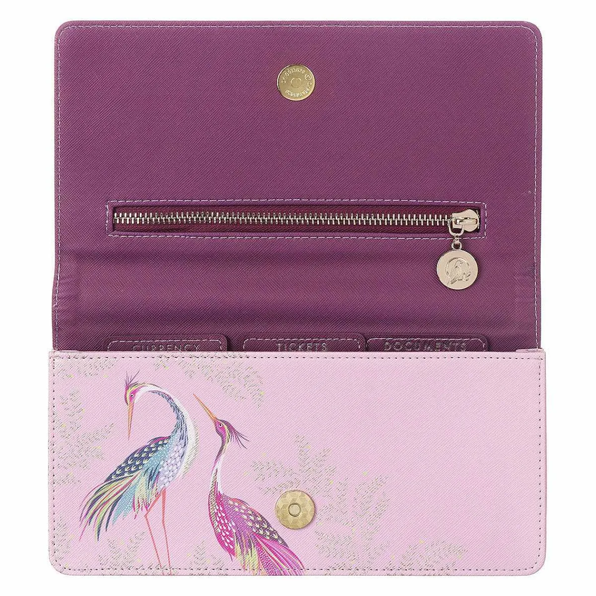 Haveli Garden Blossom Pink Dancing Cranes Travel Wallet>Sara Miller Clearance