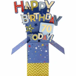 Clever Cubes Stars 70Th Birthday 3D Card>Second Nature Sale