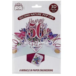 '50Th Birthday' Butterflies 3D Pop Up Card><noscript><img width=