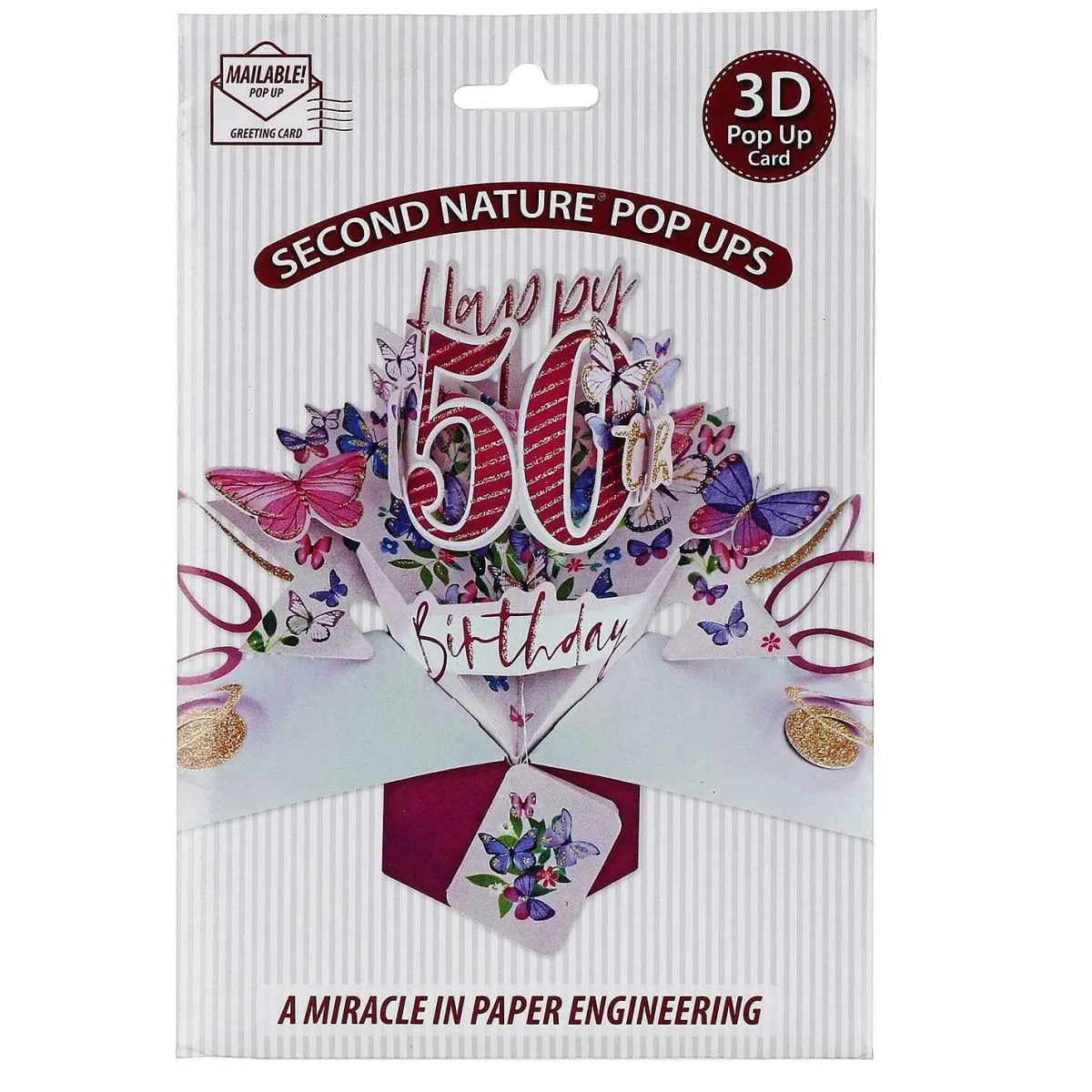'50Th Birthday' Butterflies 3D Pop Up Card>Second Nature Flash Sale