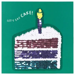 Shine Sequin Cake Greeting Card With Peel Off Patch><noscript><img width=