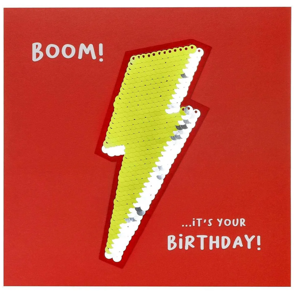 Shine Sequin Lightning Bolt Birthday Card With Peel Off Patch>Temptation Gifts Outlet