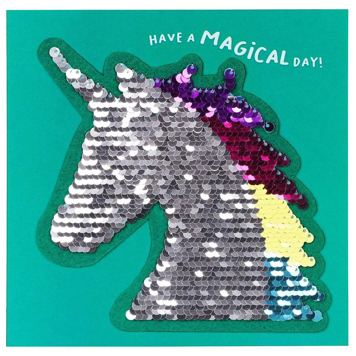 Shine Sequin 'Magical Day' Unicorn Greetings Card With Peel Off Patch>Temptation Gifts Store