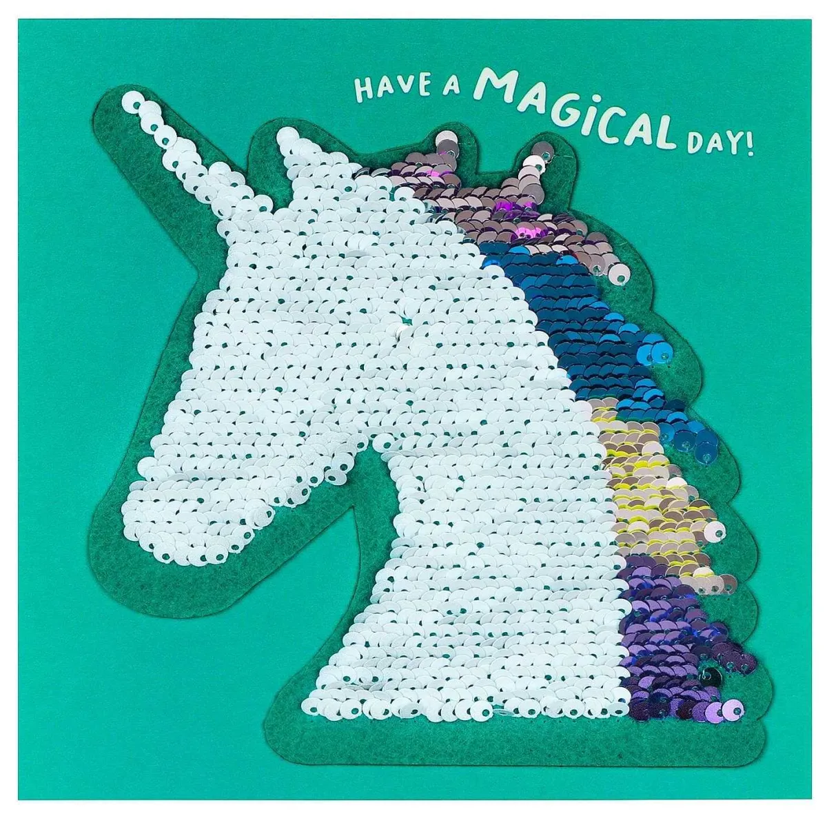 Shine Sequin 'Magical Day' Unicorn Greetings Card With Peel Off Patch>Temptation Gifts Store