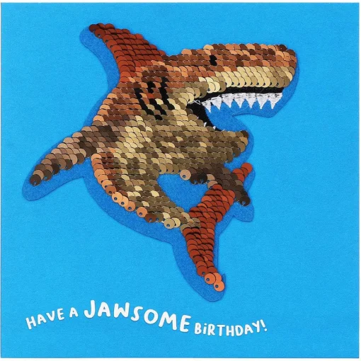 Shine Sequin Shark Birthday Card With Peel Off Patch>Temptation Gifts Discount