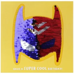 Shine Sequin Superhero Birthday Card With Peel Off Patch>Temptation Gifts Store