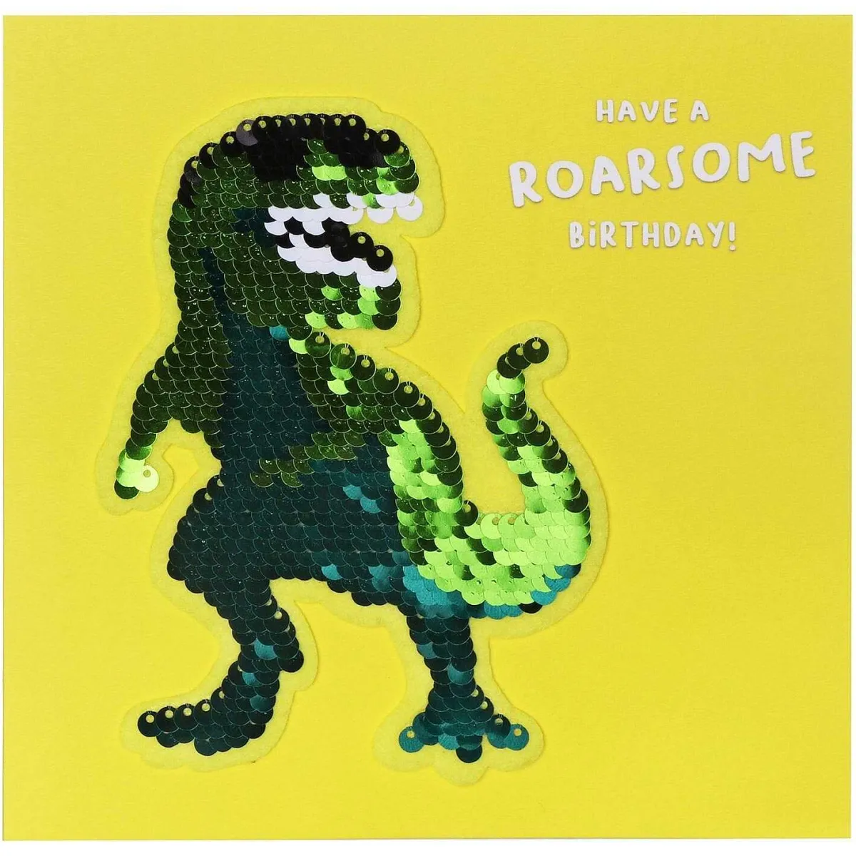 Shine Sequin T Rex Birthday Card With Peel Off Patch>Temptation Gifts Best