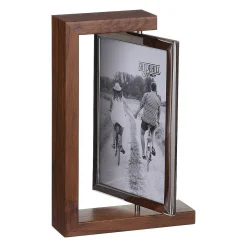 Dark Wood Look 4X6 Rotating Portrait Photo Frame><noscript><img width=
