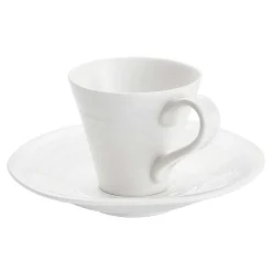 White Set Of Two Espresso Cup & Saucer><noscript><img width=