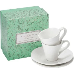 White Set Of Two Espresso Cup & Saucer><noscript><img width=