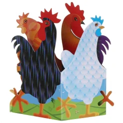 Doodle Doo Chickens 3D Greetings Card><noscript><img width=