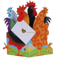 Doodle Doo Chickens 3D Greetings Card><noscript><img width=