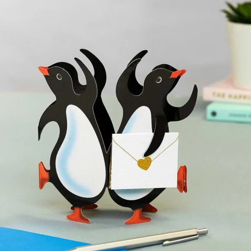 Party Penguins 3D Greetings Card>Special Delivery Fashion