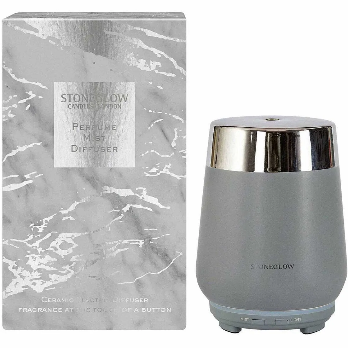 Luna Light Grey & Silver Ceramic Perfume Mist Diffuser>Stoneglow Outlet