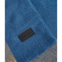 Alfredy Blue & Camel Striped Woven Scarf><noscript><img width=