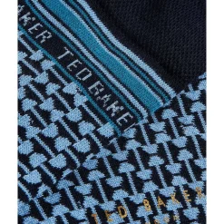 Bakeing Blue Geometric Jacquard Men's Crew Socks><noscript><img width=