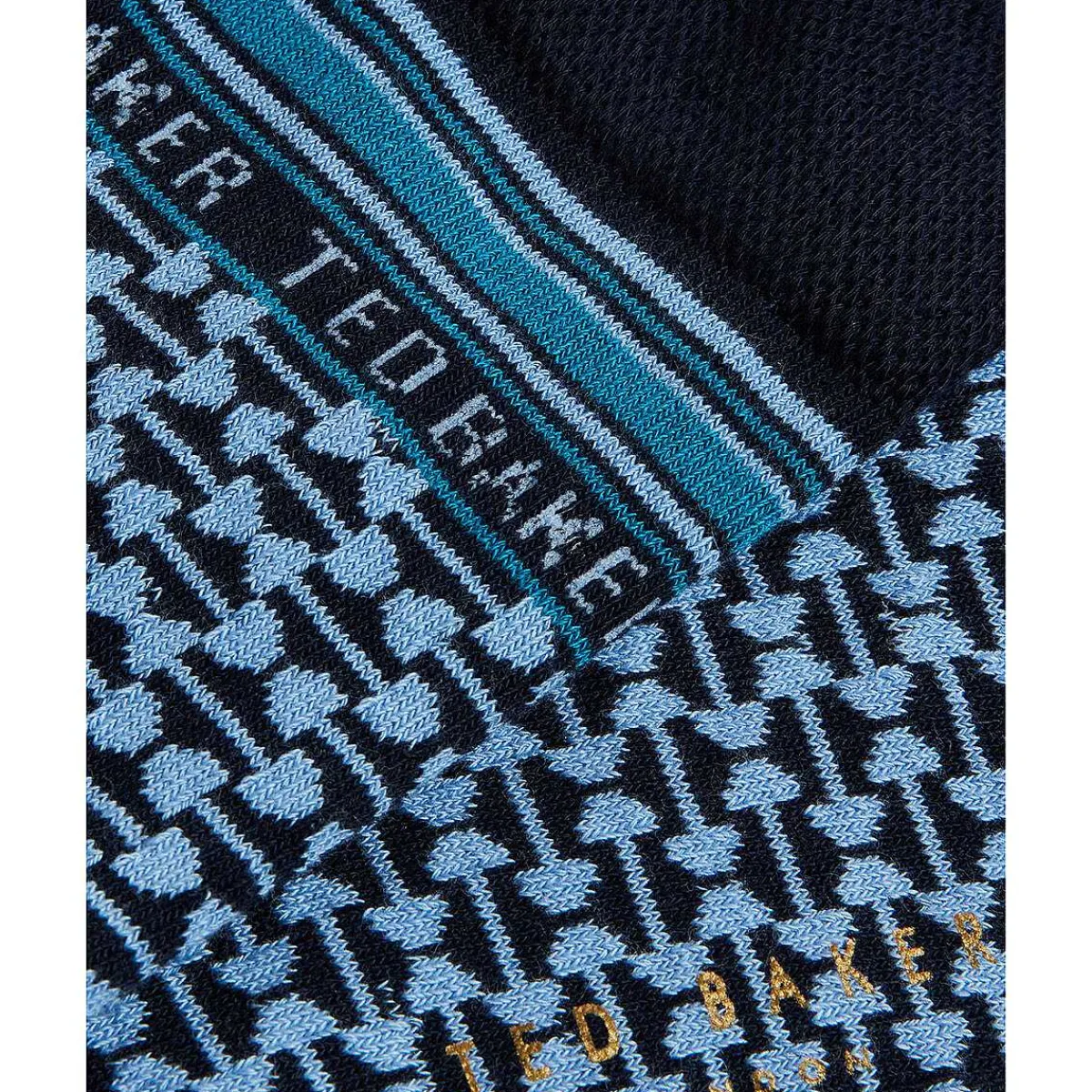 Bakeing Blue Geometric Jacquard Men's Crew Socks>Ted Baker Hot