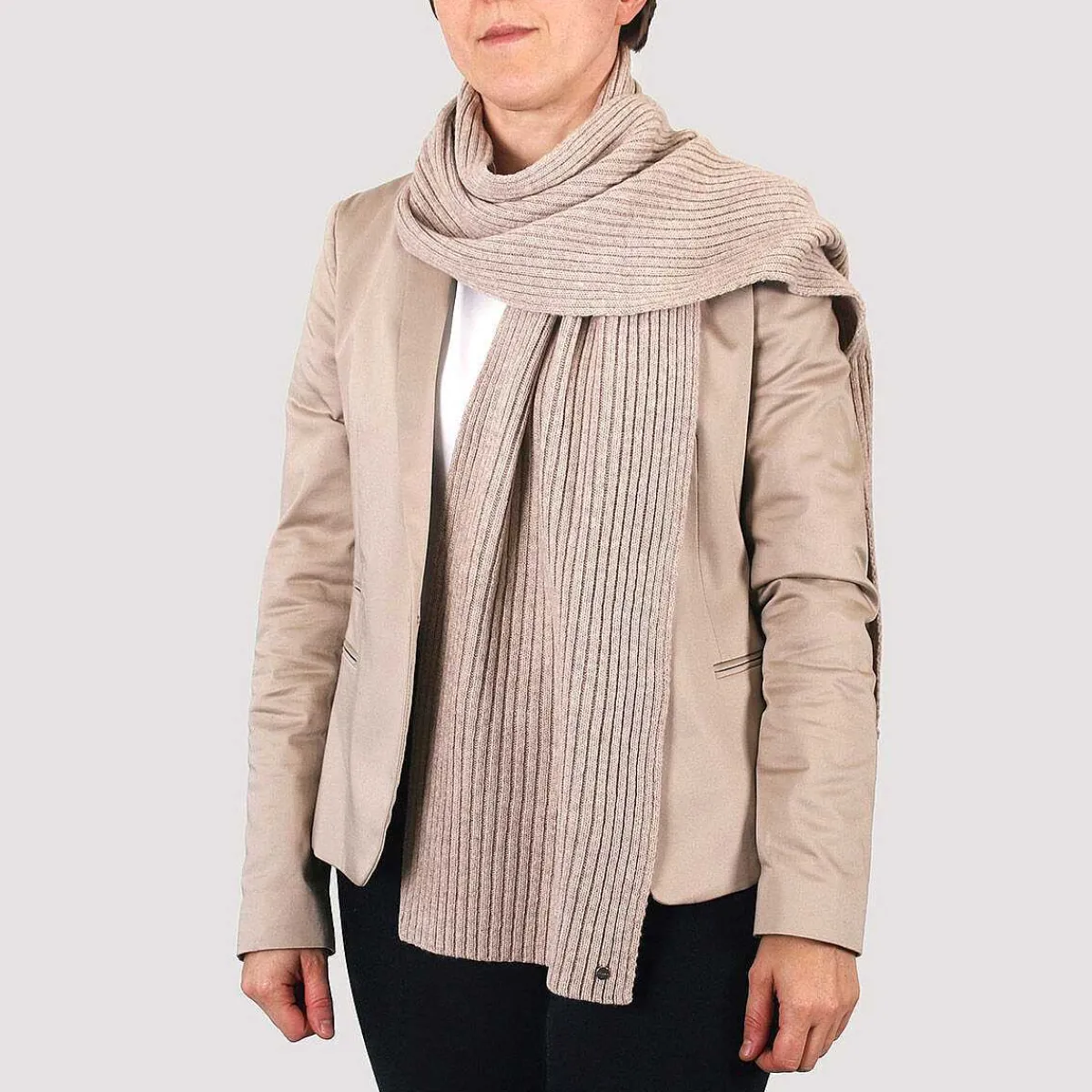 Berryys Taupe Wool And Cashmere Blend Ribbed Scarf>Ted Baker Clearance