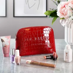 Crocala Patent Red Croc Makeup Bag><noscript><img width=