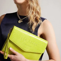 Crocey Lime Croc Envelope Pouch><noscript><img width=